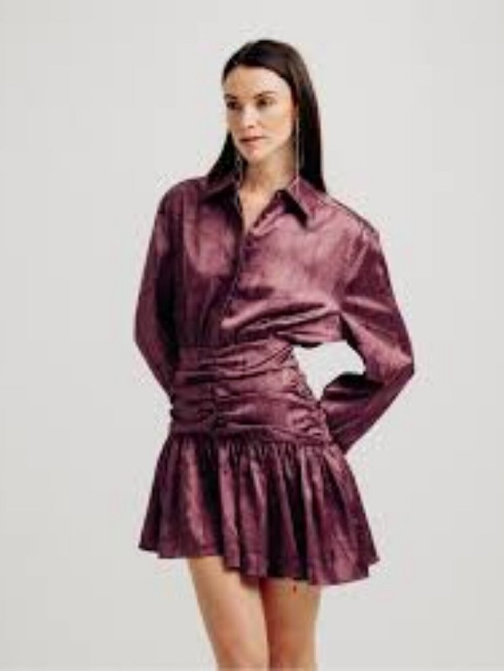 🆕Torn by Ronny Kobo "Olive" Satin Dress in Berry Combo